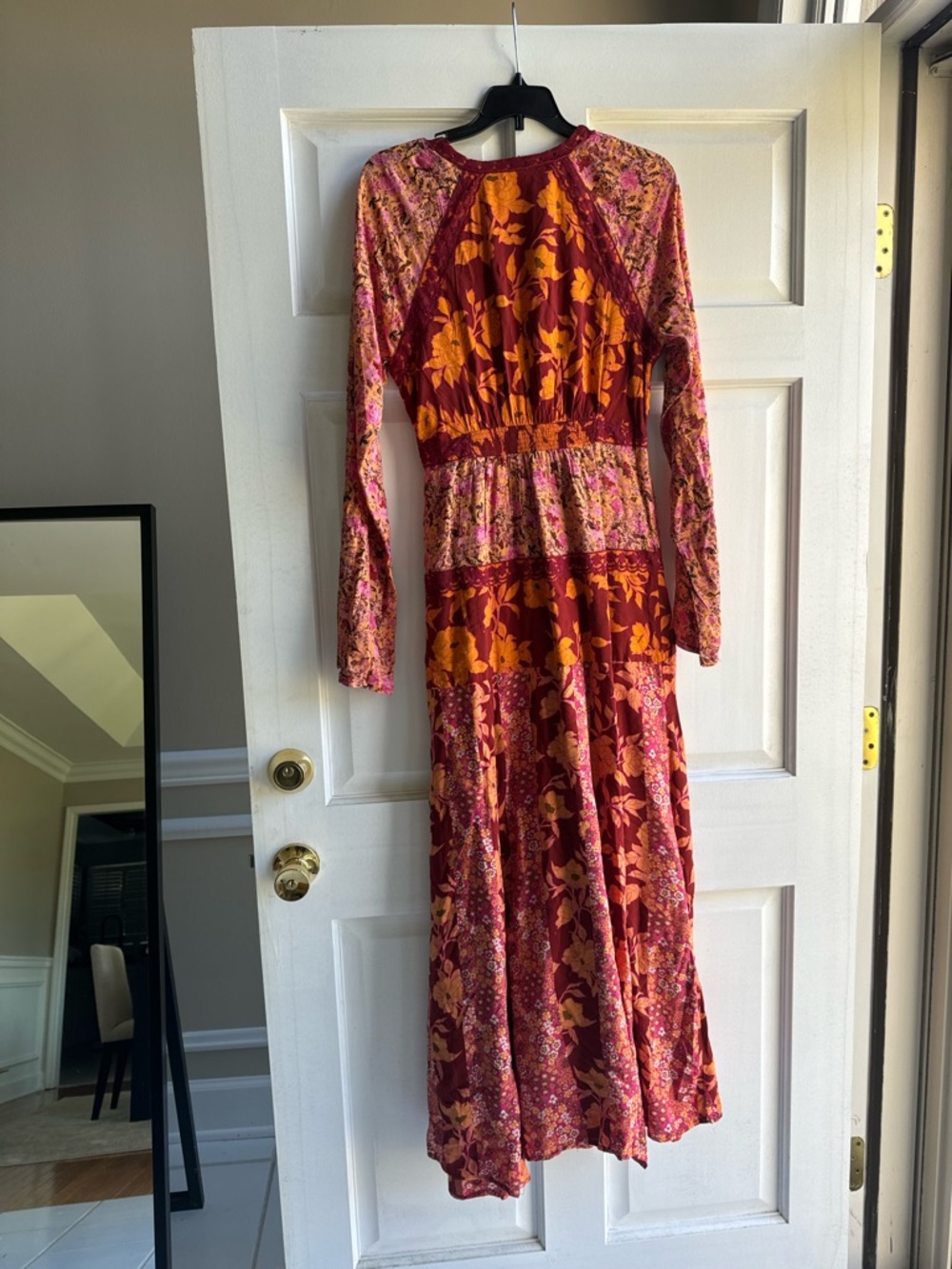 Free People Tilda Wrap Floral V-Neck Maxi Dress in Red and Pink - Picture 6 of 8